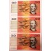 AUSTRALIA 1993 . TWENTY 20 DOLLAR BANKNOTES . FRASER/EVANS . CONSECUTIVE SEVEN . FIRST PREFIX AAA